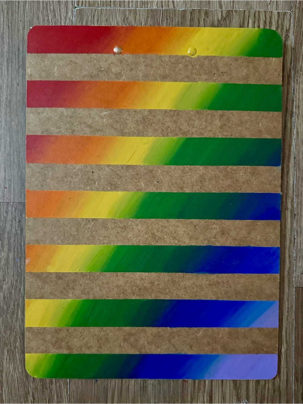 Hand Painted Rainbow Gradient Striped Clipboard!